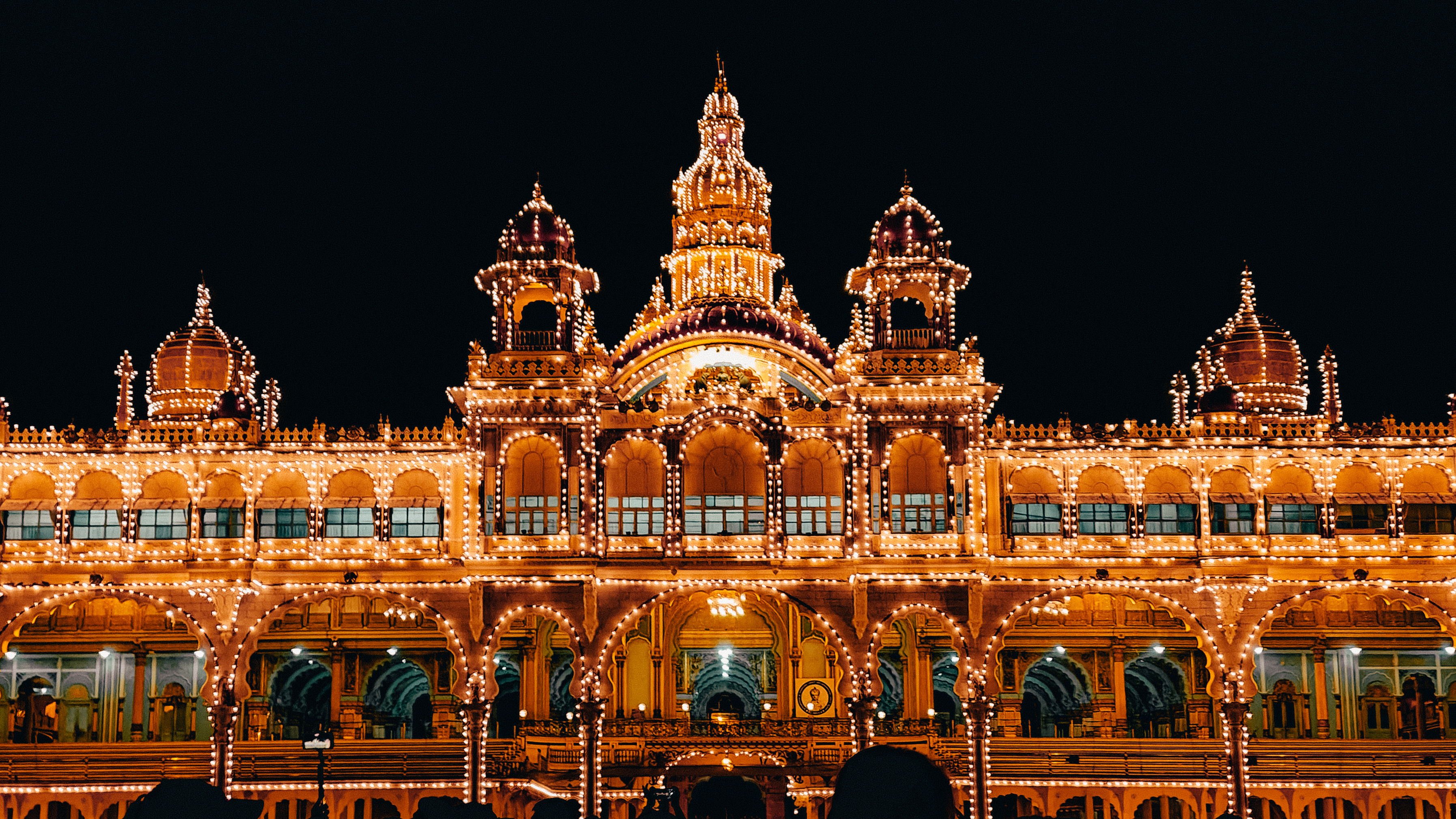 Mysore Palace illuminated at night